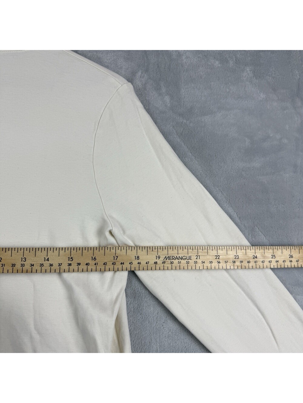 COS Women Medium Cream Long Sleeve Crew Neck Cotton T-Shirt Portugal Minimalist - Picture 5 of 8